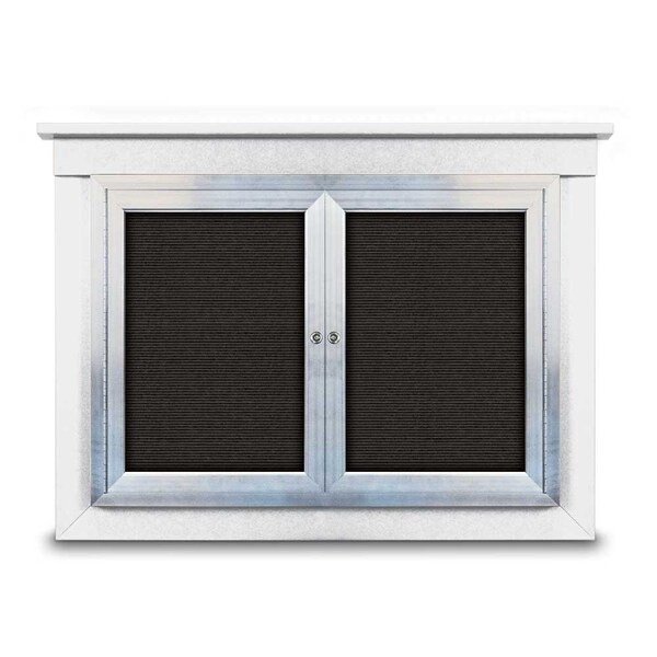 60"x36" 2-Door Enclosed Letterboard, Black Vinyl/Lt Oak